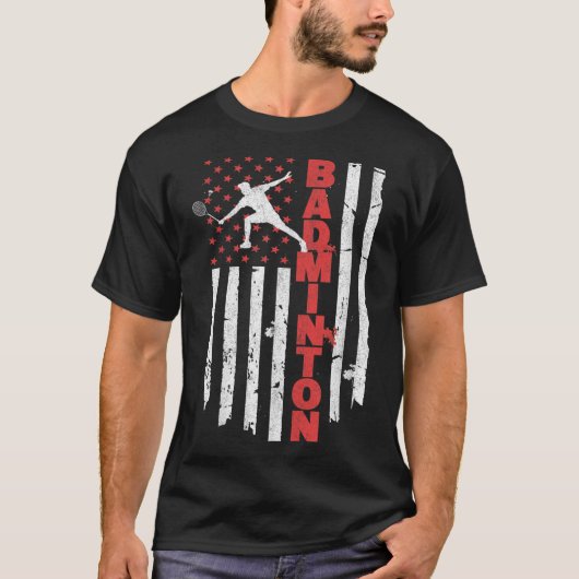Badminton Team American Flag Usa Badminton For Wom T-Shirt (Vorderseite)