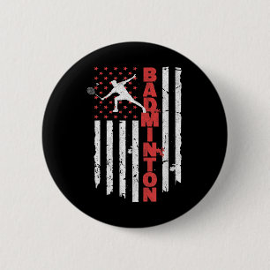 Badminton-Team Amerikanische Flagge USA Badminton Button