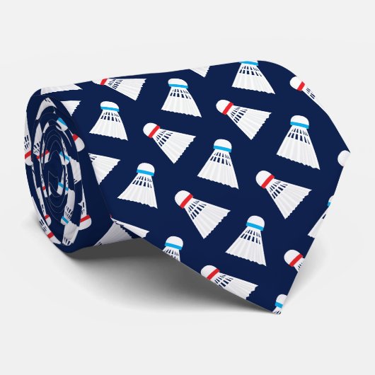 Badminton Themed Shuttlecocks Gemustert Krawatte (Gerollt)