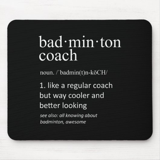 Badminton-Trainer Lustige Wörterbuch-Definition Tr Mousepad (Vorne)