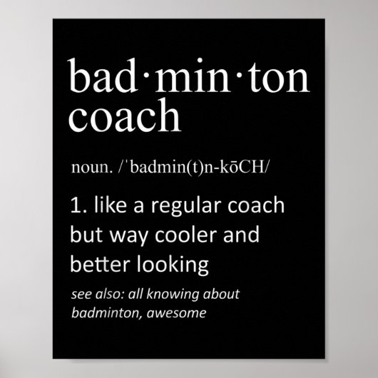 Badminton-Trainer Lustige Wörterbuch-Definition Tr Poster (Vorne)
