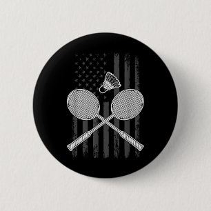 Badminton und Federball-Amerikanische Flagge Button
