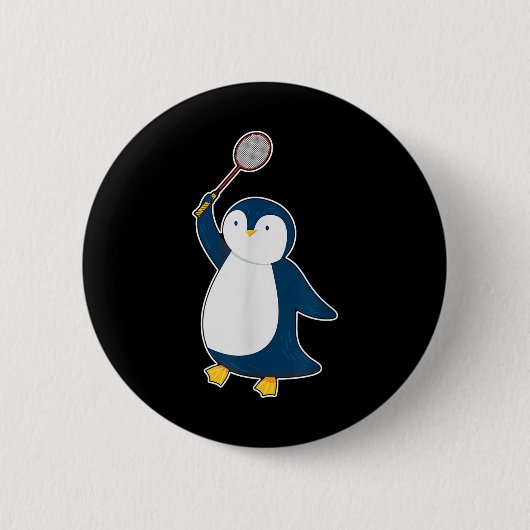 Badminton- und Federballspieler Pinguin Button (Vorderseite)