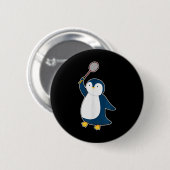 Badminton- und Federballspieler Pinguin Button (Vorne & Hinten)