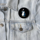 Badminton- und Federballspieler Pinguin Button (Beispiel)