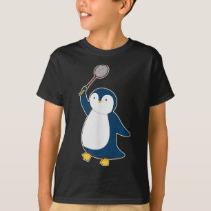 Badminton- und Federballspieler Pinguin T-Shirt