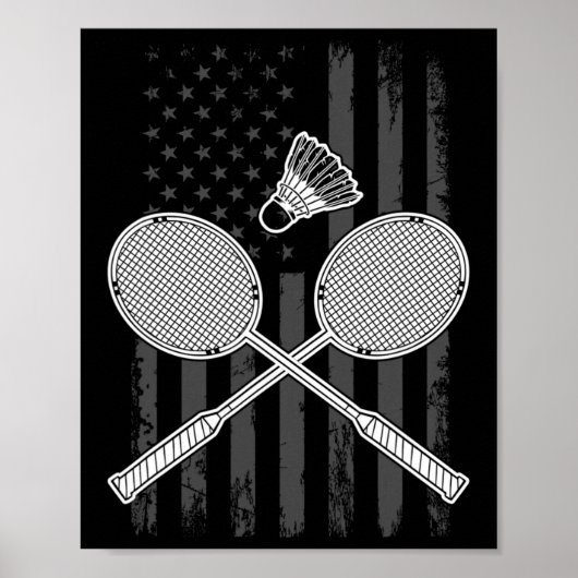 Badminton und Shuttle American Flag Poster (Vorne)