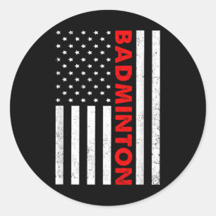 Badminton USA-Flagge Grafik Badminton-Spieler Shut Runder Aufkleber