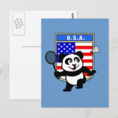 Badminton USA Panda Postkarte (Vorne/Hinten)
