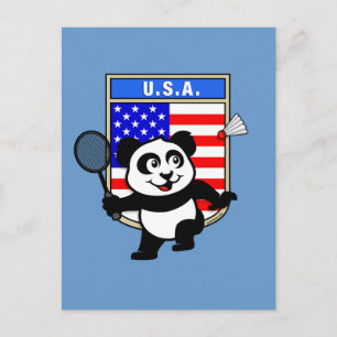 Badminton USA Panda Postkarte