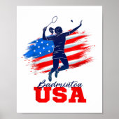 Badminton Usa Support Team American Flag Sports Lo Poster (Vorne)