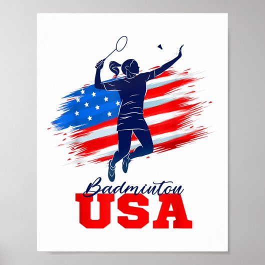 Badminton USA Support-Team Amerikanische Flagge Sp Poster (Vorne)