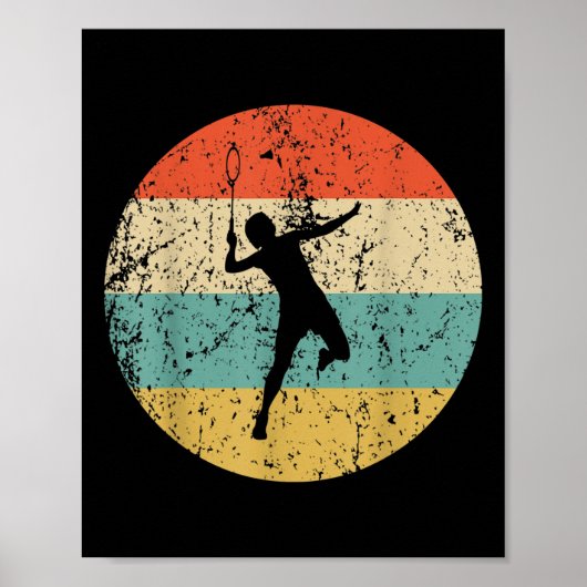 Badminton Vintage Retro Badmintonspieler Poster (Vorne)