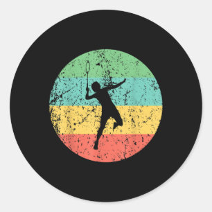 Badminton Vintage Retro Badmintonspieler Runder Aufkleber