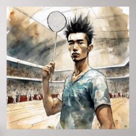 Badminton Watercolor Art Print Poster