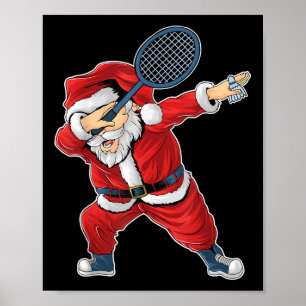 Badminton Weihnachten Dabbing Weihnachtsmann Mit F Poster