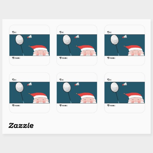 Badminton Weihnachtsgeschenke Quadratischer Aufkleber (Blatt)