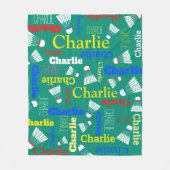 Badminton, weiß, blau, rot und grün fleecedecke (Vorderseite)