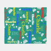 Badminton, weiß, blau, rot und grün fleecedecke (Vorderseite (Horizontal))