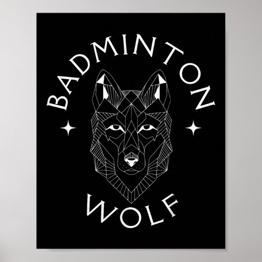 Badminton Wolf Player Racket Shuttle Sports Poster (Vorne)