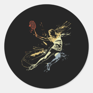 Badminton Woman Grafitti Shuttlespiel für Mädchen Runder Aufkleber