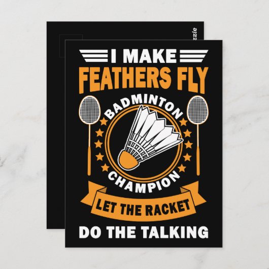 Badminton Zitat Vintages Design Postkarte (Vorne/Hinten)