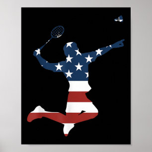 Badmintonspieler Amerikanische Flagge Bekleidung B Poster
