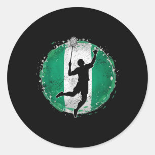 Badmintonspieler Nigeria Nigerianische Flagge Nige Runder Aufkleber