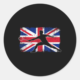 Badmintonspieler Union Jack Großbritannien Uk Brit Runder Aufkleber