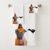 Badtuch-Set französischer Bulldoggen Halloweens Badhandtuch Set (Insitu)