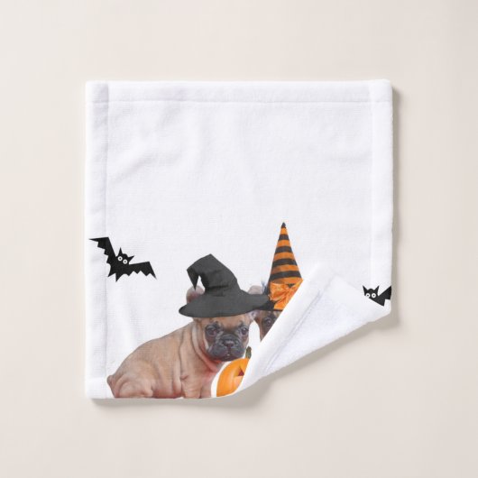 Badtuch-Set französischer Bulldoggen Halloweens Badhandtuch Set (Waschlappen)