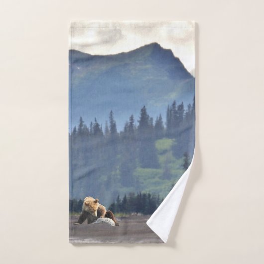 Badtuch-Set mit Grizzlybären und -jungen Badhandtuch Set (Handtuch)