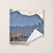 Badtuch-Set mit Grizzlybären und -jungen Badhandtuch Set (Waschlappen)