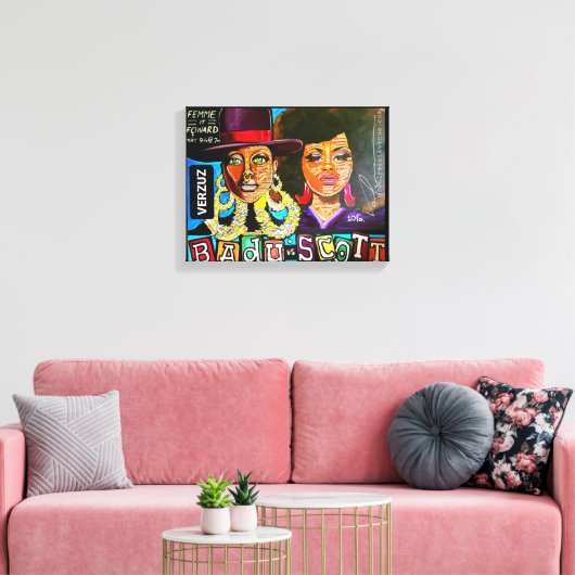 "Badu vs Scott" von Valencia Goodwin Leinwanddruck (Insitu (Wohnzimmer))
