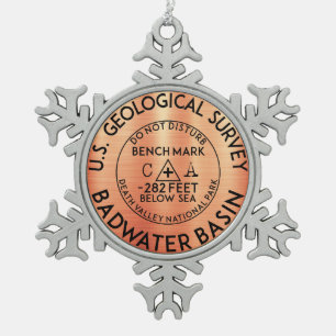 Badwater Basin Death Valley Nationalpark Beng Schneeflocken Zinn-Ornament