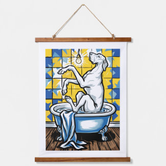 Badzeit mit Great Dane  Wandteppich Mit Holzrahmen