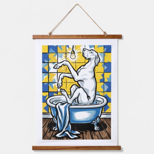 Badzeit mit Great Dane Wandteppich Mit Holzrahmen (Vorderseite)