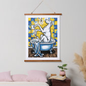 Badzeit mit Great Dane Wandteppich Mit Holzrahmen (Schlafzimmer)