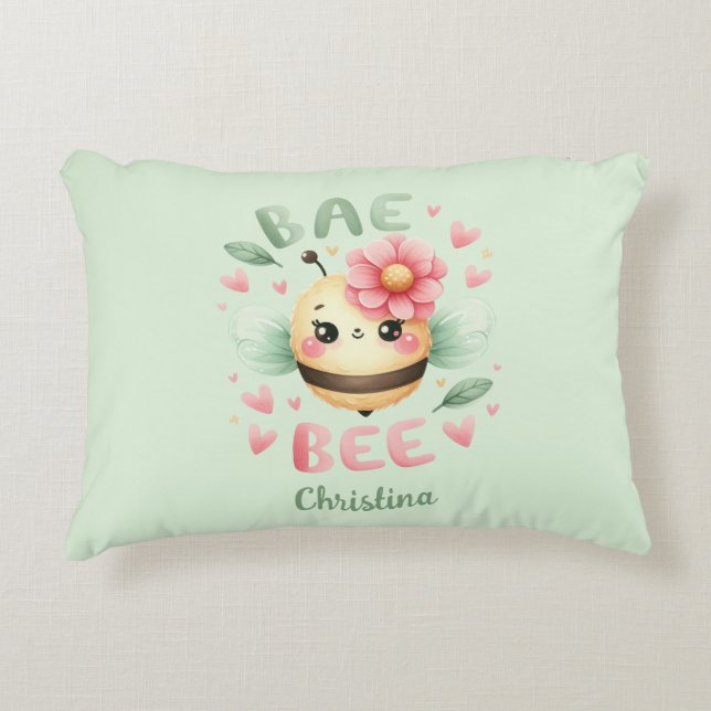 Bae Bee personalisiert Name Datum Pillow Dekokissen (Vorderseite)