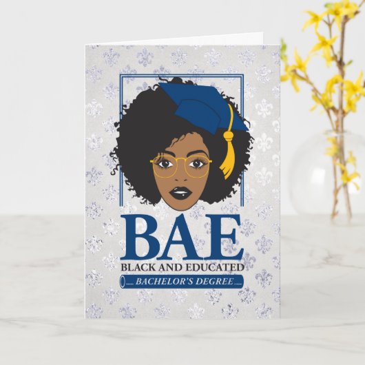 BAE Black and Educated Bachelor's Abschluss Karte (Gelbe Blume)
