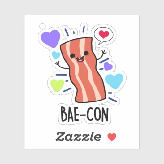 Bae-con Funny Bacon Pun Aufkleber (Blatt)