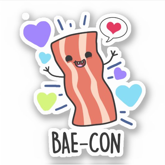 Bae-con Funny Bacon Pun Aufkleber (Vorderseite)