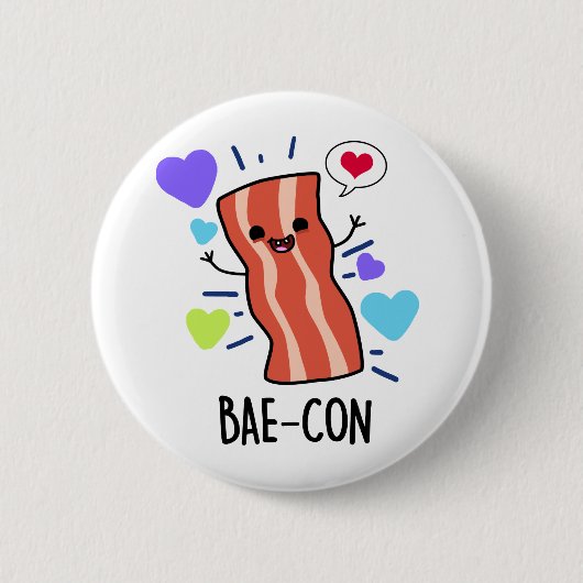 Bae-con Funny Bacon Pun Button (Vorderseite)