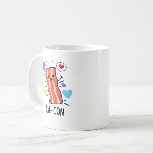 Bae-con Funny Bacon Pun Kaffeetasse (Vorderseite Links)