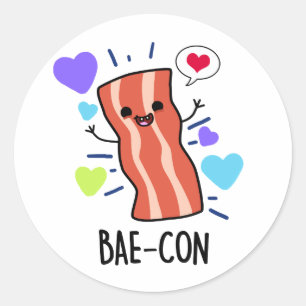 Bae-con Funny Bacon Pun Runder Aufkleber