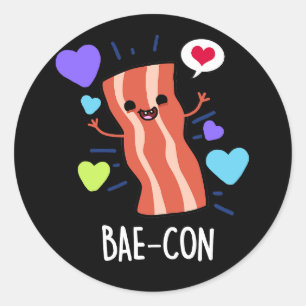 Bae-con Funny Bacon Pun Runder Aufkleber