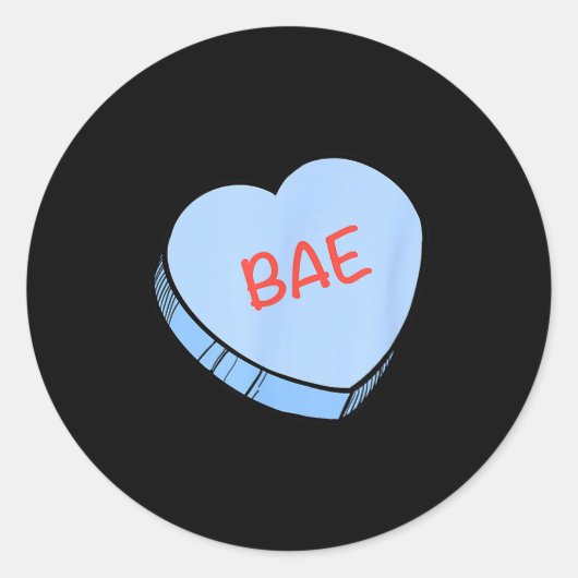 „Bae“ Conversation Hearts Valentinstag  Runder Aufkleber (Vorderseite)
