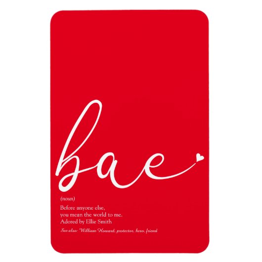 Bae Definition Elegantes Script Liebe Herz Magnet (Vertikal)