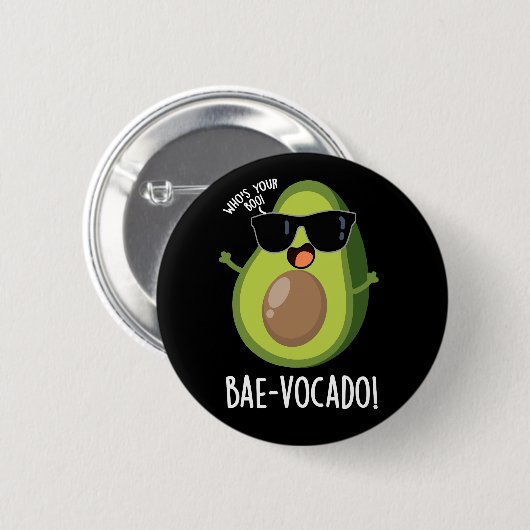 Bae-vocado Funny Avocado Pun Dark BG Button (Vorne & Hinten)