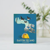 Baffin Island Map Kanada Reiseplakat Postkarte (Stehend Vorderseite)